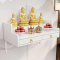 Wall Mounted Buddha Altar Shelf with Retractable Pull Board Small Statues Shrine Altar Table Meditation Altar Table Handmade Tiered Puja Shrine with Storage Buddhist Meditation Alte White 60CM/23.6IN