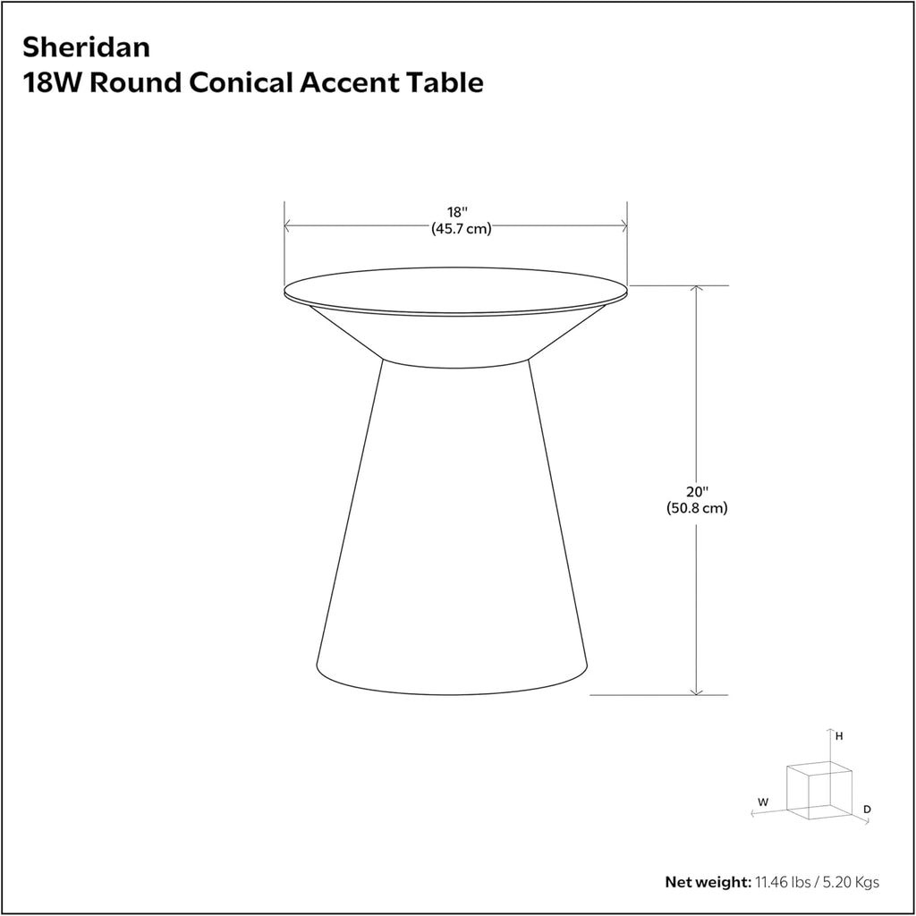 SIMPLIHOME Sheridan Metal Table - 18 inch Wide Solid Metal Round Side Table in Antique Nickel, Industrial Accent Table for Living Room or Office with Sculptural Design, Assembled