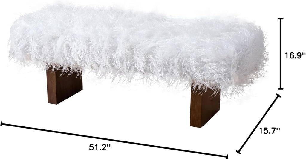 Bench in White Khaki Fur