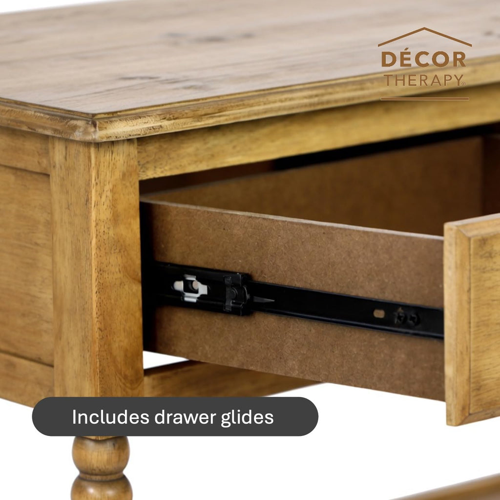 Decor Therapy Preston Traditional Single Drawer Side Table, Classic Bedside End Table with Lower Shelf, Seadrift