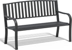 SHGJ&SOFT 50'' Outdoor Bench, Garden Bench, Outdoor Metal Frame Patio Park Bench with Backrest and Armrests,for Porch, Lawn,Garden,Yard (BK-08)