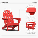 Adirondack Chair, 110°Ergonomics Plastic Extra Tall Adirondack Chairs, HDPE All-Weather Plastic Patio Outdoor Chair, High Foamed Polyethylene Fire Pit Chair(Red)
