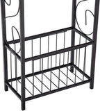Stylish Bathroom Side Table with Tissue Holder and Magazine Rack – Modern Metal Frame with Faux Wood Top for Small Spaces