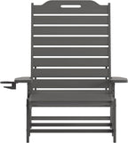 Taylor & Logan Edgley Adjustable Adirondack Lounger with Cup Holder- All-Weather Indoor/Outdoor HDPE Lounge Chair in Gray