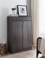 Vintage Rustic Shoe Cabinet, Two Door Storage Cabinet with Two Drawers, Fits 15 Pair of Shoes,for Kitchen Home