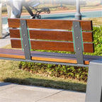 Garden Outdoor Garden Backrest Chair, Wooden Bench with Stainless Steel Frame, for Balcony Yard Porch Seating Seat(Medium)