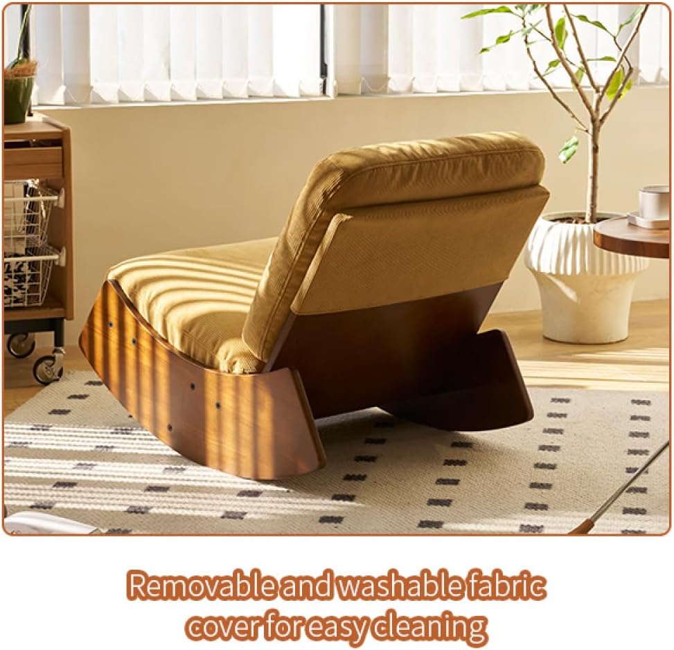Comfortable Glider Rocking Chair, Solid Wood Frame, Perfect for Multiple Settings Accent Reading Chair for Bedroom,Living Room,Nursery (Orange + Fabric)