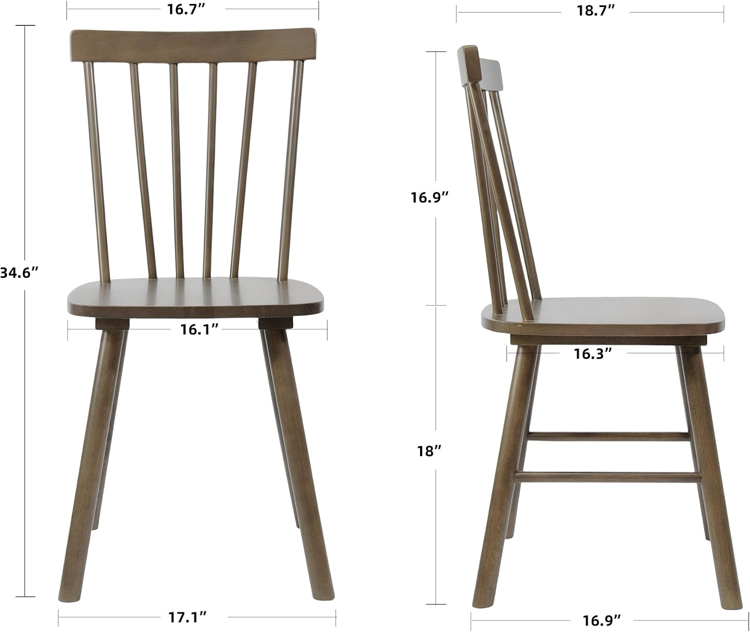 DUHOME Windsor Dining Chairs Set of 2, Farmhouse Mid Century Modern Wooden Spindle Back Kitchen Chairs with Comfortable Seat，Wood Dining Chairs for Dining Room, Living Room & Bistro