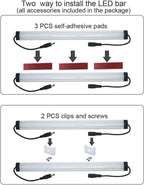 Litever Kitchen Under Cabinet LED Lighting Kits,3 PCS 1 Feet Super Bright LED Light Bars per Set, Daylight White 20W 1000 Lumen Dimmable Plug in for Kitchen Cabinets Counters Cases 5000K (3 Bars Kit)