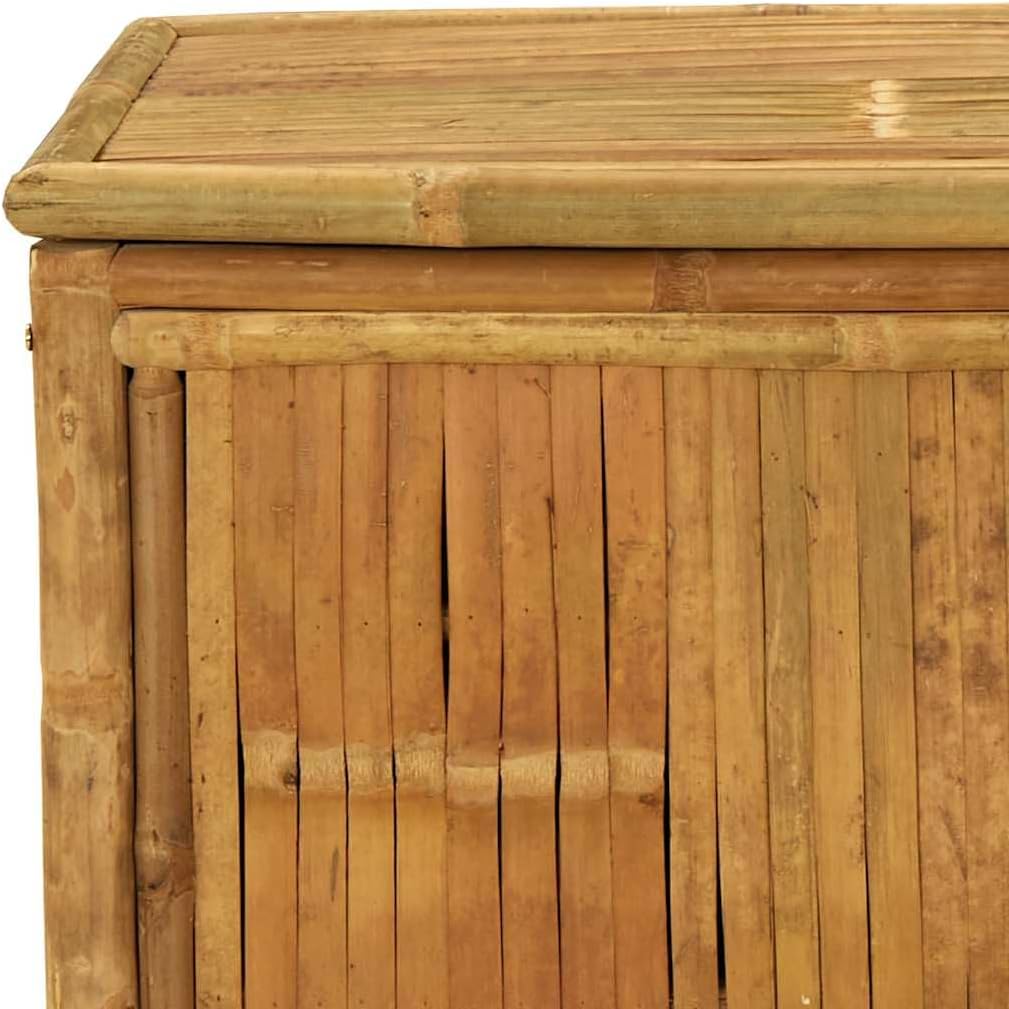 Bamboo Patio Storage Box 43.3"x20.5"x21.7" with Slatted Ventilation, Outdoor Storage Bench for Garden Cushions and Tools, Indoor Use
