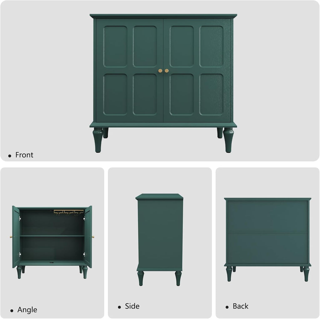 ARTPOWER Green Sideboard Buffet Cabinet with Storage, Mid-Century Modern Storage Cabinet with 2 Doors and Adjustable Shelves, Accent Style Sideboard for Entryway, Dining Room, Living Room