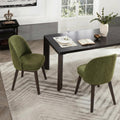 KISLOT Wooden Dining Chairs Set of 2, Fabric Upholstered Modern Dining Room Chairs with Double-Layer Thick Seat Cushion & Ergonomic Backrest for Restaurant, Kitchen and Café, Green