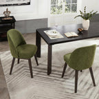 KISLOT Wooden Dining Chairs Set of 2, Fabric Upholstered Modern Dining Room Chairs with Double-Layer Thick Seat Cushion & Ergonomic Backrest for Restaurant, Kitchen and Café, Green