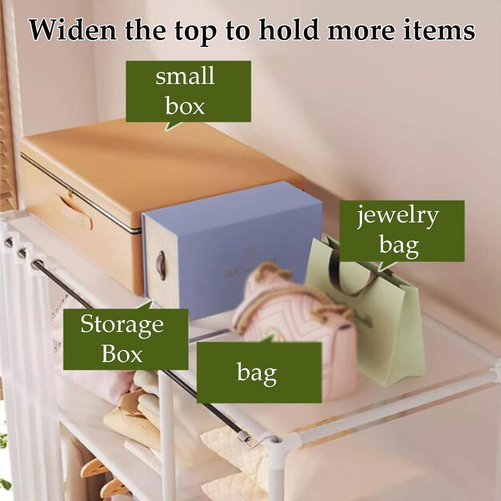 Portable Wardrobe - Heavy-Du Steel e with Hanging Rod & STO Cartment - Black, Single Row - Perfect for Clothes nizat & Space-Saving Soluts