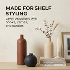 Ceramic Neutral Vase Set of 4 - Modern Decorative Flower Vases Home Decor, Rustic Farmhouse Table Decor for Living Room, Shelves, Entryway, Mantel, Boho Pottery Vases for Bouquets, Pampas, and Gifts