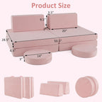 INFANS Modular Kids Play Couch, Toddler Sectional Fort Building Sofa for Playroom, Bedroom, Convertible Soft Foam Furniture Playset and Floor Cushion for Boys and Girls (Pink)