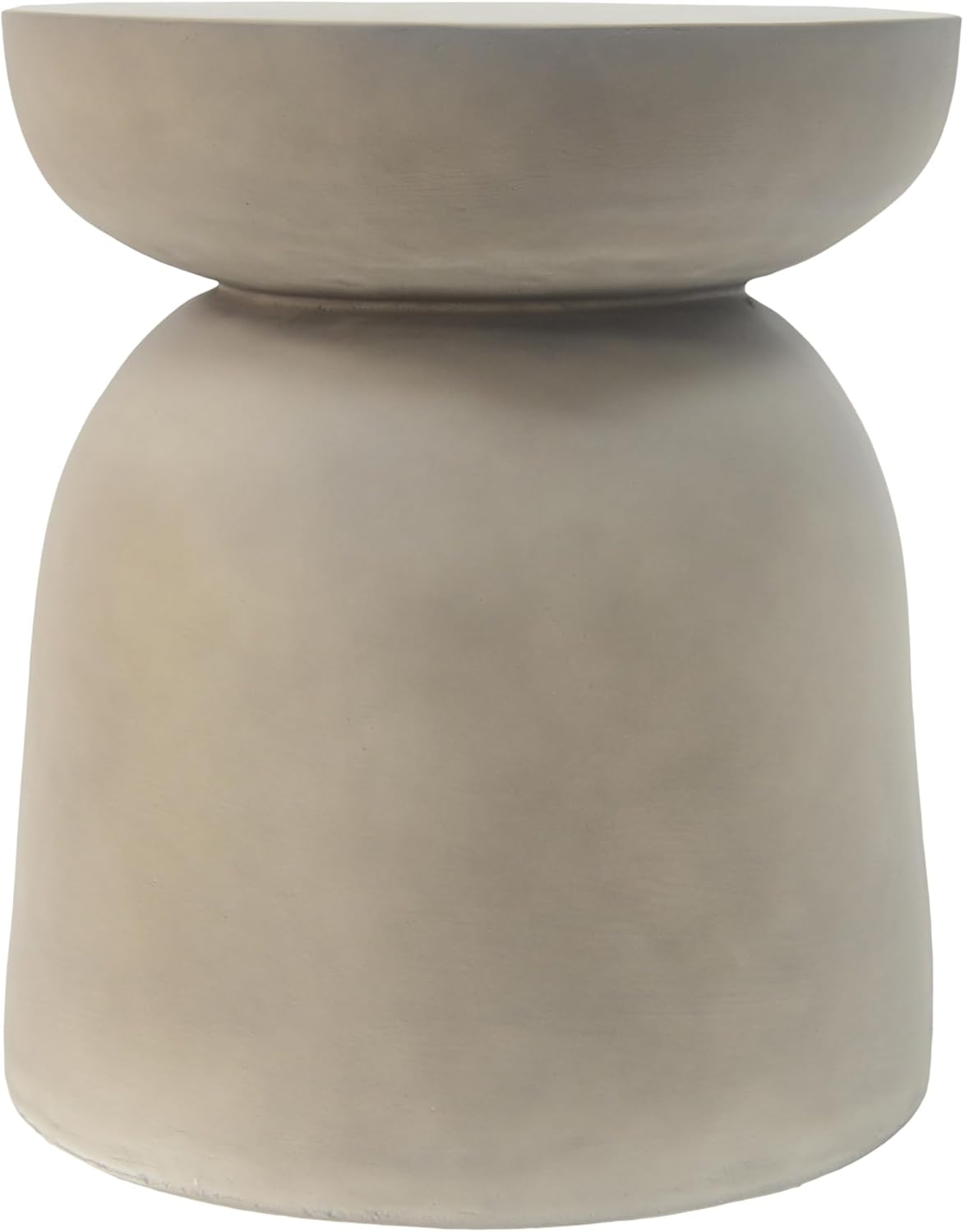 JOSHEN 16" Lightweight-Concrete Corner End Table, Retro End Table with Stable Load-Bearing Design, Decorative Accent Table with Round-Top for Indoor Outdoor, Light Grey