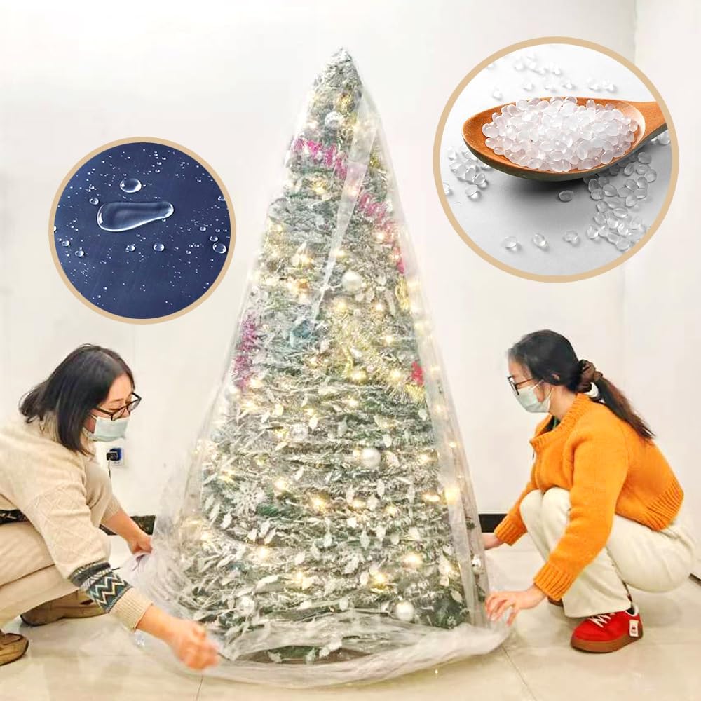 TopSoon Christmas Tree Removal Bag 9-Feet Tall by 6-Feet Wide Christmas Tree Disposal Bag Plastic Patio Furniture Cover Large Clear Storage Bag