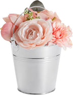 Juvale Galvanized Metal Buckets - 24 Pack, Silver, 4.7 in - Mini Metal Buckets with Handles for Party Decorations & Crafts