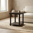 Furnifact Espresso, End Side Table, Wood Construction, Open Shelf, Durable Home Design, Warm Stylish Finish, Quality Build for Home