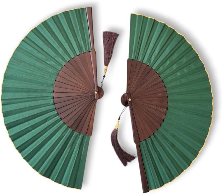 Multipack Exotic Jungle Green Folding Hand Fan, Set of 2, Bali Style