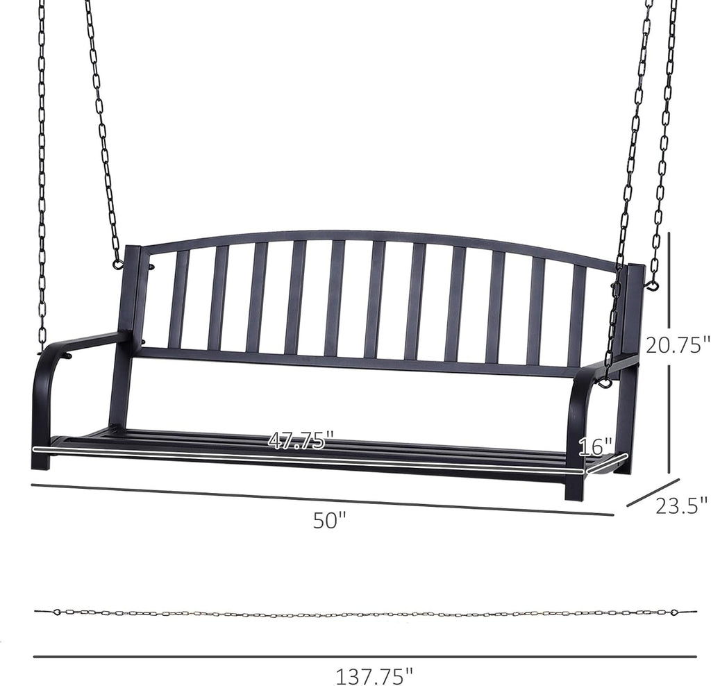 2-Person Patio Swing 528 lb Weight Capacity Powder-Coated Steel with Slatted Seat