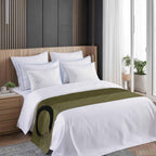 Bed Runner for King Size, Olive Green Striped Decorative Scarf Throws for Foot of Bed, Black Geometric Vintage Stripes Ombre Luxury Bedding Protector Slipcover Bedrunners for Hotel/Home, 94 x 20 Inch