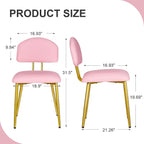 VECELO Dining Chairs Set of 2, Upholstered Kitchen Chairs with Extra Thick Cushion & Sturdy Metal Frame, Faux Leather Chairs for Vanity, Kitchen, Living Room, Pink