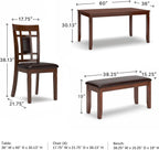 Signature Design by Ashley Bennox 6 Piece Dining Set with Upholstered Bench, Table & 4 Upholstered Chairs, Seats 6, Wood, Brown