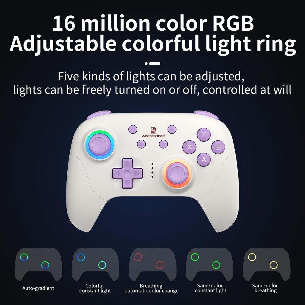 RG P01 Wireless Gaming Controller Compatible with Switch Game Controllers RG P01 2.5G Controller Gamepad for Bluetooth/PC/Steam/iOS/Android/Switch Hall Effect RGB Lights [android,ios,nintendo_switch,windows]