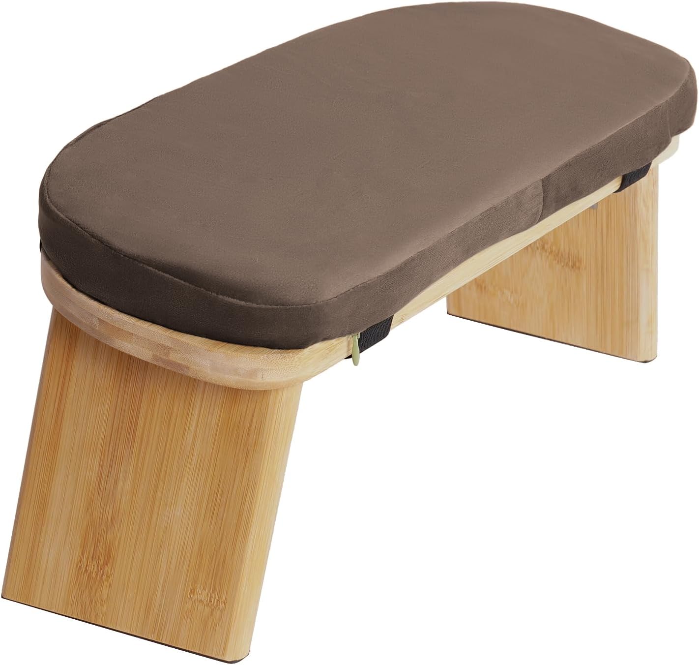 Folding Bamboo Meditation Stool, Meditation Bench with Velvet Cushion & Carry Bag, Travel Meditations Seat, Comfortable Folding Kneeling Stool Chair for Mindfulness, Zen Practice Coffee