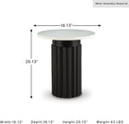 Signature Design by Ashley Wainstone Contemporary Accent Table wih Fluted Pedestal, White & Black