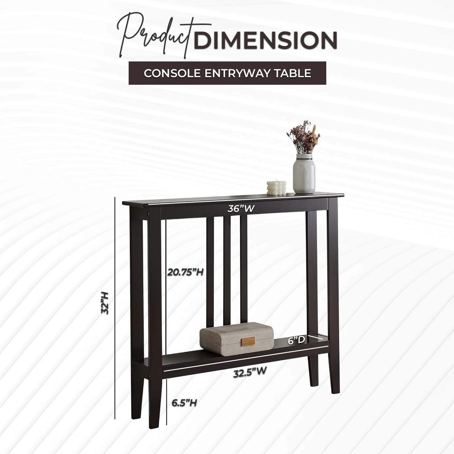 Kings Brand Furniture Narrow Console Table with Storage – Rectangular Entryway & Behind Sofa Table, Wood Accent Hallway Table for Foyer or Living Room, Espresso