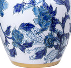 Blue and White Porcelain Vase with Gold Trim - Chinoiserie Style Ginger Jar for Vintage Home Decor, 11 Inches Tall