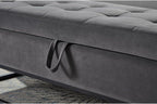58.6" Bed Bench Metal Base with Storage Black Velvet (Foam + Grey + Velvet)