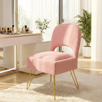 Vanity Chair with Storage & Folding Backrest, Cute Pink Faux Fur Vanity Stool, Comfy Padded Make Chair for Makeup Bedroom, Adjustable Back & Plush Cushion Seat,16.6" Wide 11L Storage Space