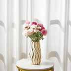 Ceramic Vase for Home Decor,Decorative Flower Vase, Vertical Stripe Ceramic Vases for Home Décor, Bedroom, Office, Living Room, Bathroom, Tabletop Decor, Centerpiece Table Decorations (Cream)