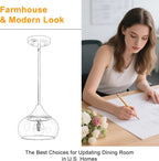 Modern Pendant Lights for Kitchen Island, Black Pendant Light Fixtures with 8.5" Clear Glass Shade, Industrial Hanging Pendant Lights Fixture for Kitchen Island Dining Room Bedroom Entryway 1 Pack