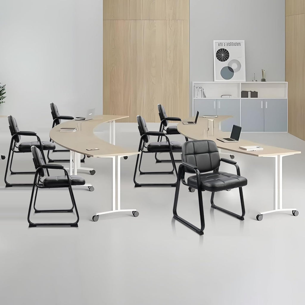 CLATINA Waiting Room Office Guest Chair with Padded Arms, Reception Meeting Conference Waiting Room Lobby Home Desk Big and Tall Executive Office Chair, Black (4 Pack)