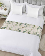 Eucalyptus Leaves Bed Runner Scarf Cal King Size, Spring Summer Botanical Sage Green Rustic Luxury Bed Throw Runners & Scarves for Twin Full Queen King Foot of Bed, Hotel Wedding Decoration, 102"x20"