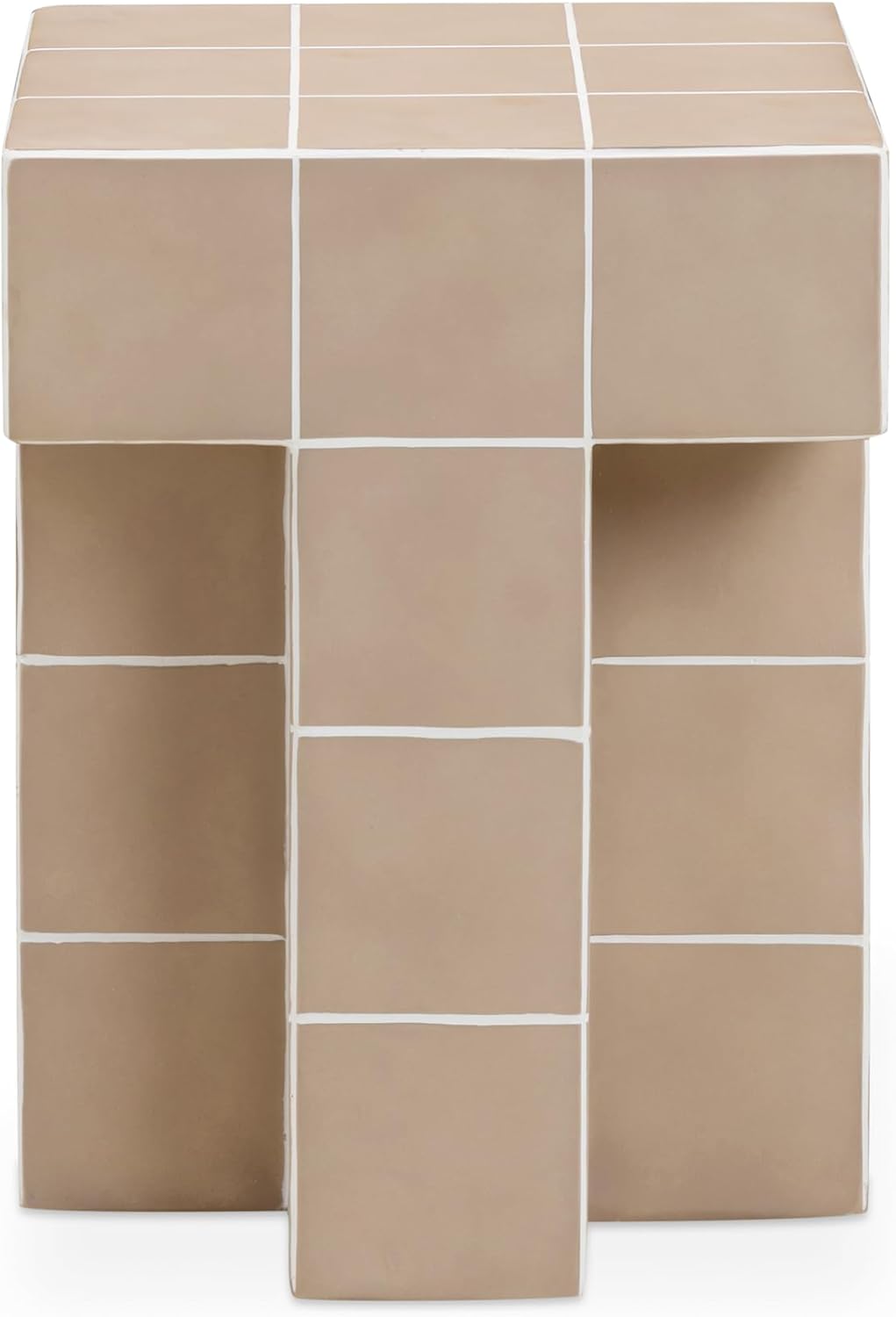 Tov Furniture Alma Taupe Tile Concrete Indoor/Outdoor Side Table