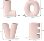 4-Piece Pink Ceramic Modern Minimalist Decorative Love Letter Vases Set, Wedding Party Home Decor