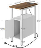 CHOEZON Farmhouse End Table and Narrow Fluted Nightstand with Drawers Bundle, Narrow Side Table for Small Spaces, Slim Nightstand with Charging Station for Living Room, Bedroom TBZ08UWL-MBZ12HT
