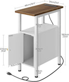 CHOEZON Farmhouse End Table and Narrow Side Table for Small Spaces Bundle, Slim Nightstand with Charging Station, Skinny Nightstand with Drawer, Bedside Table for Bedroom, Living Room TBZ08UWL-MBZ11WB