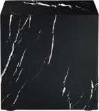 W15.7'' Modern Wood Square Side Table End Table for Living Room, No Assemble, Faux Marble Surface, Marble Black(ø15.7'' x 15.7'')