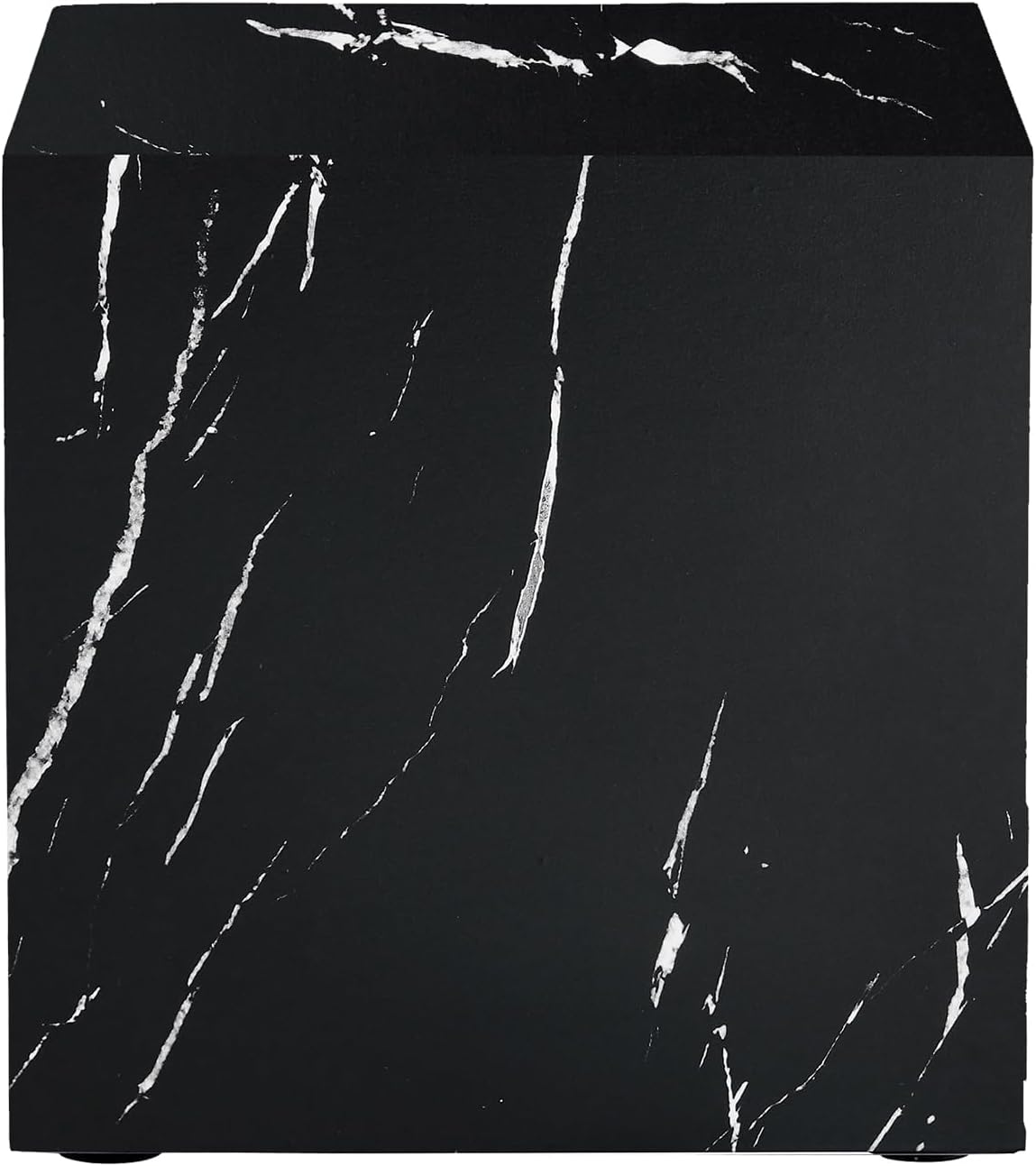 W15.7'' Modern Wood Square Side Table End Table for Living Room, No Assemble, Faux Marble Surface, Marble Black(ø15.7'' x 15.7'')