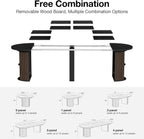 38.6" to 110.2" Modern Extendable Dining Table, 2-12 People Expandable Fluted Round Table with Storage, Space Saving Table for Party Weddings Meetings Celebrations (Black)