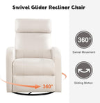 Swivel Rocker Recliner, Manual Glider Rocking Nursery Recliner Chair, Swivel Glider Reclining Chairs for Small Spaces, Living Room, Beige