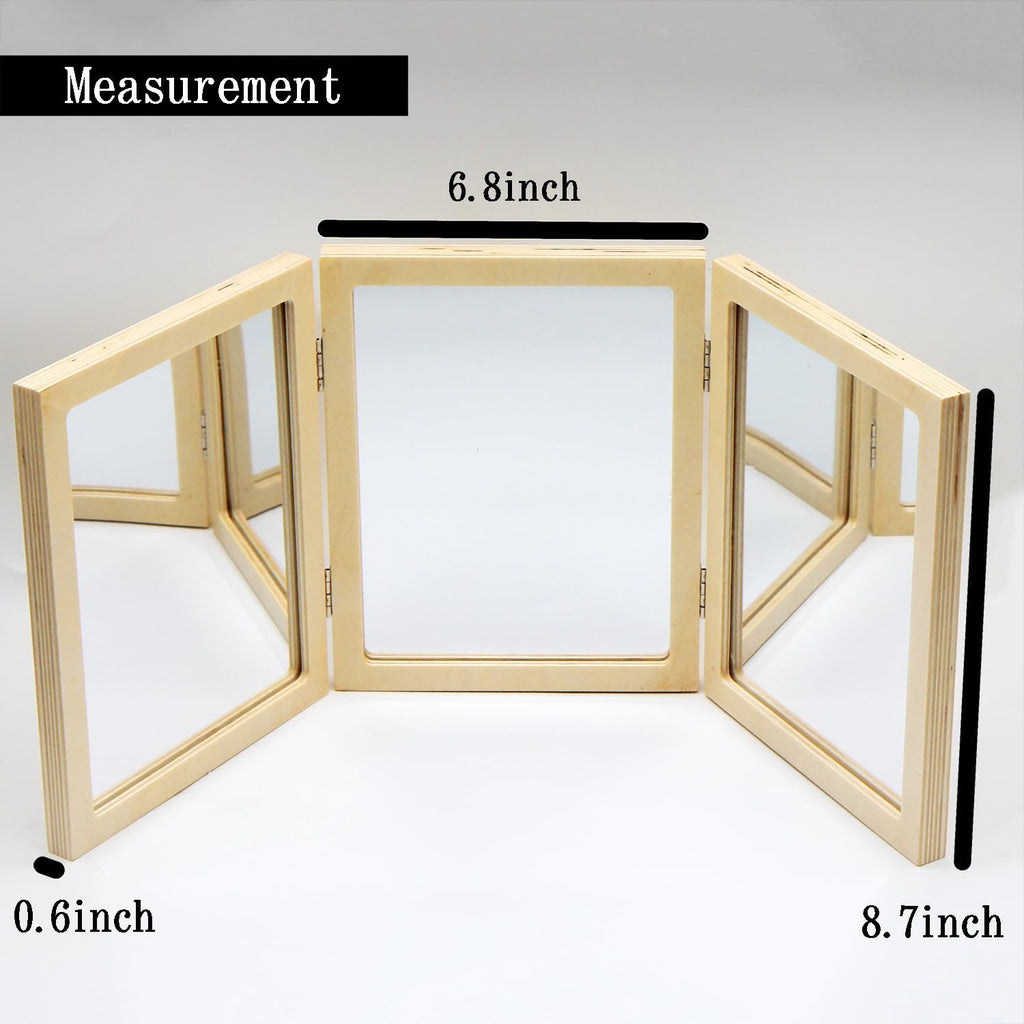 Montessori & Reggio Inspired Children Mirror, Preschool Classroom Essential, 3 Panels, 3-in-1 Folding, Small Mirror for Light Table Explore