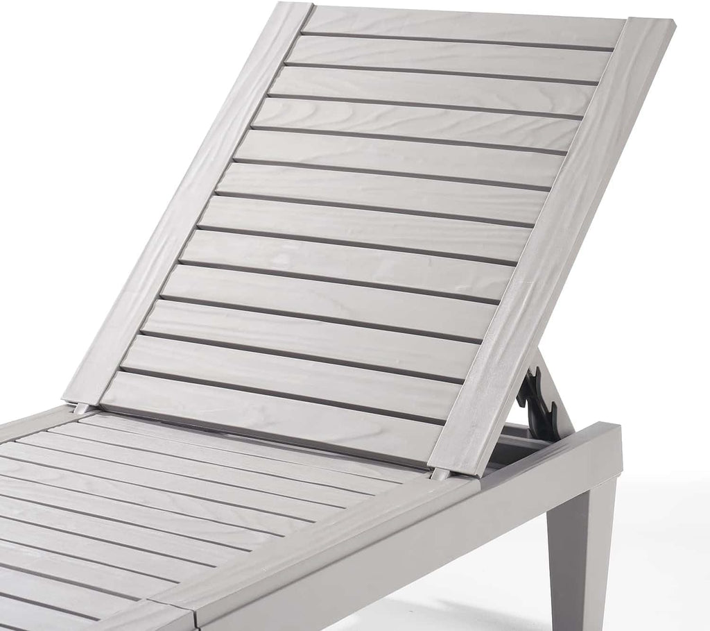 Nestl Sun Tanning Chair - Light Grey Chaise Lounge Chair Outdoor, Lightweight Pool Lounge Chairs Set of 2, Adjustable 5-Position Reclining Lawn Chair, Waterproof Beach Outdoor Lounge Chairs